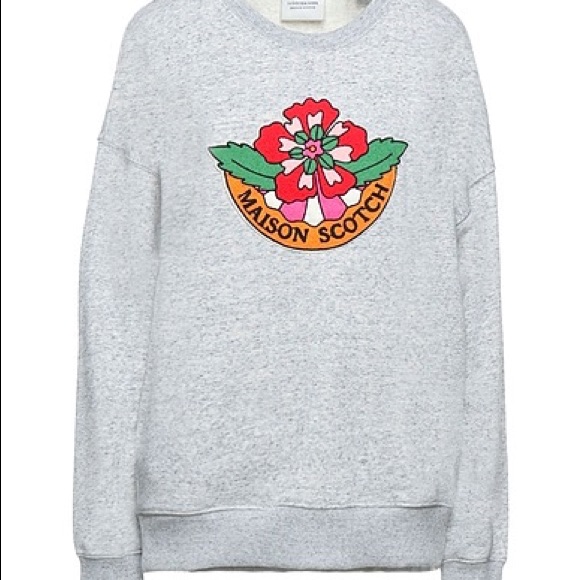 Beautiful Maison Scotch Embroidered Floral Sweatshirt.